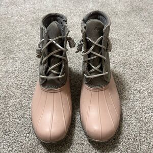 Sperry Pink and Gray Winter Boots